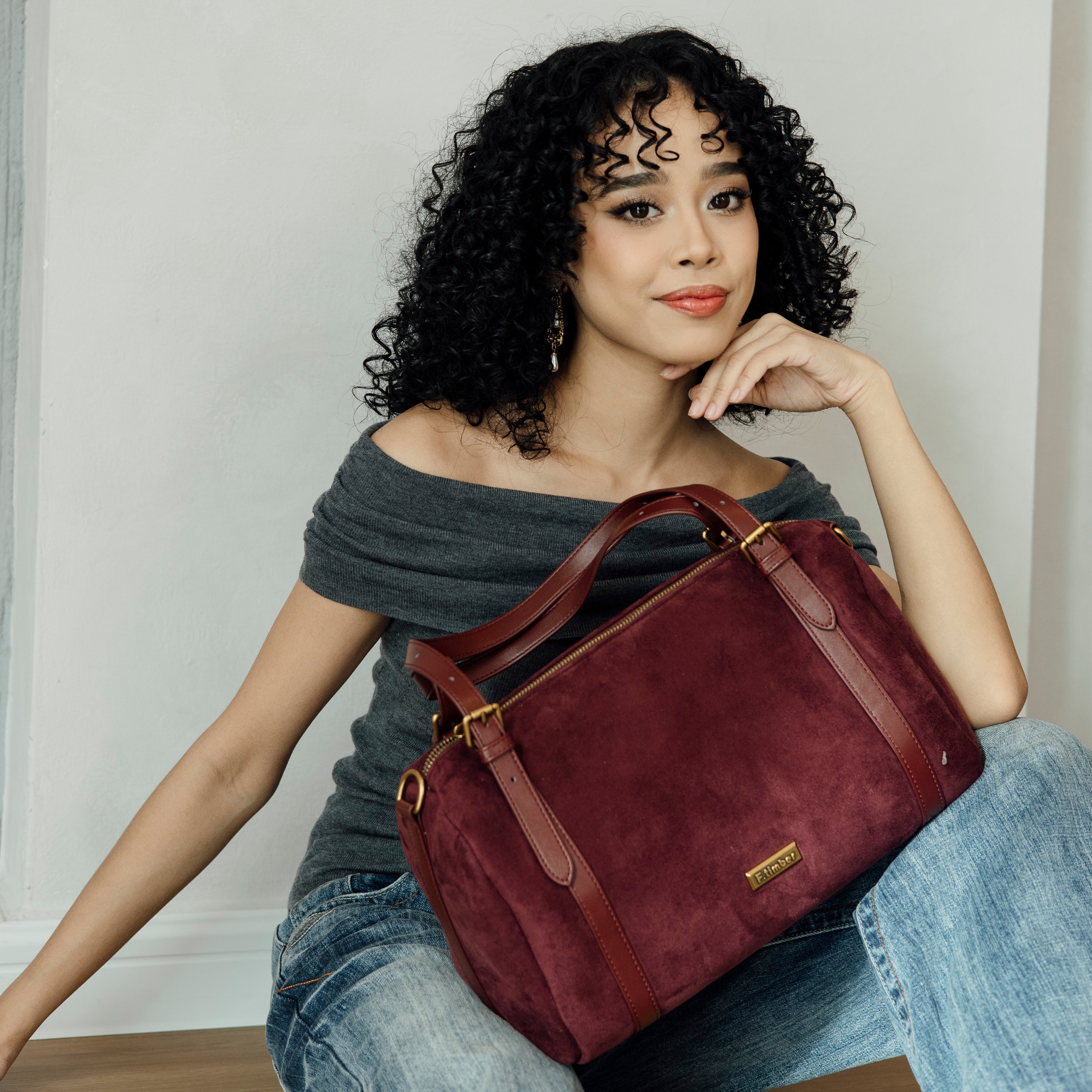 F.timber Charlie Handbag Velvet Vegan Leather