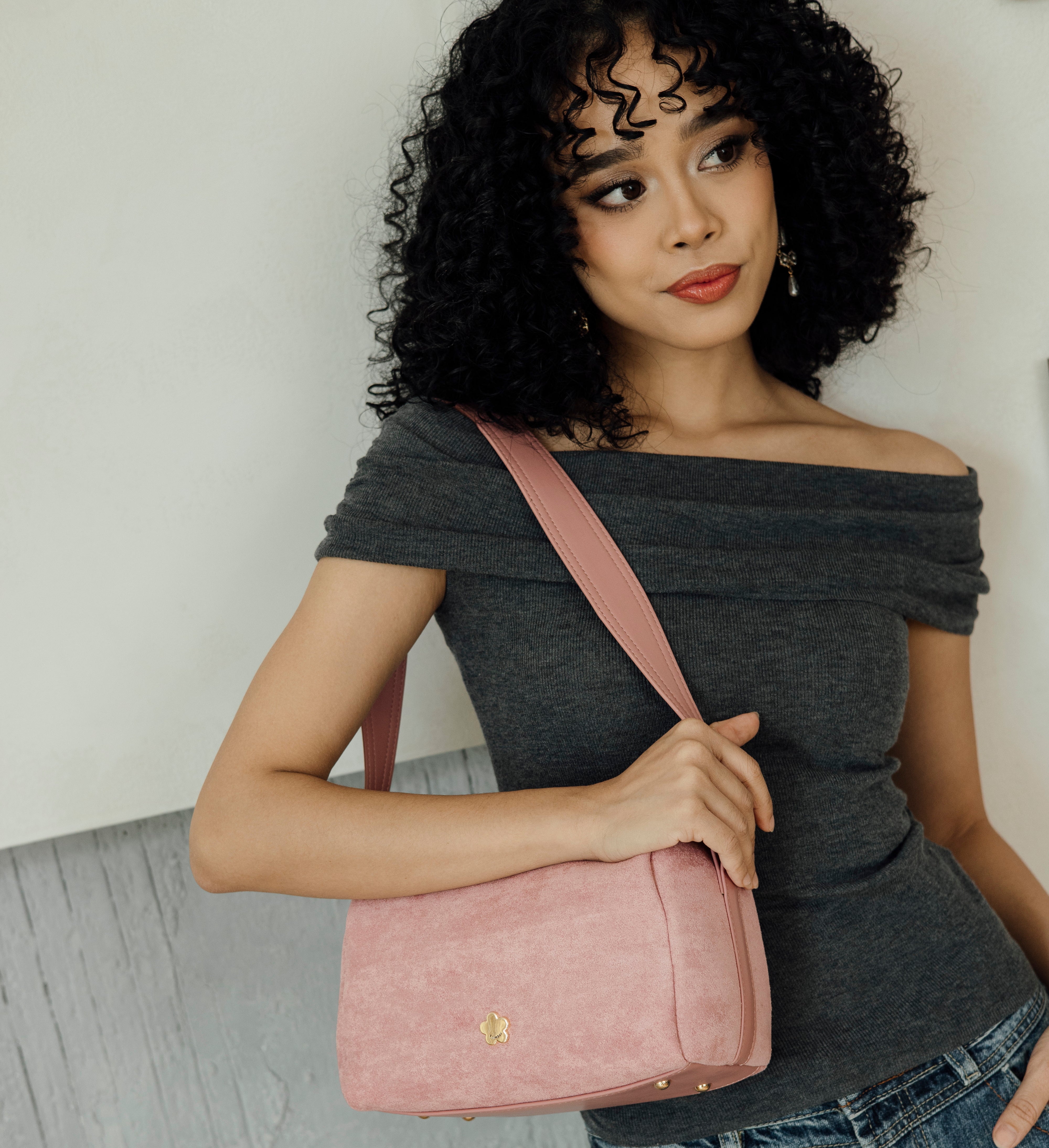 F.timber Bean Velvet Crossbody Shoulder Handbag