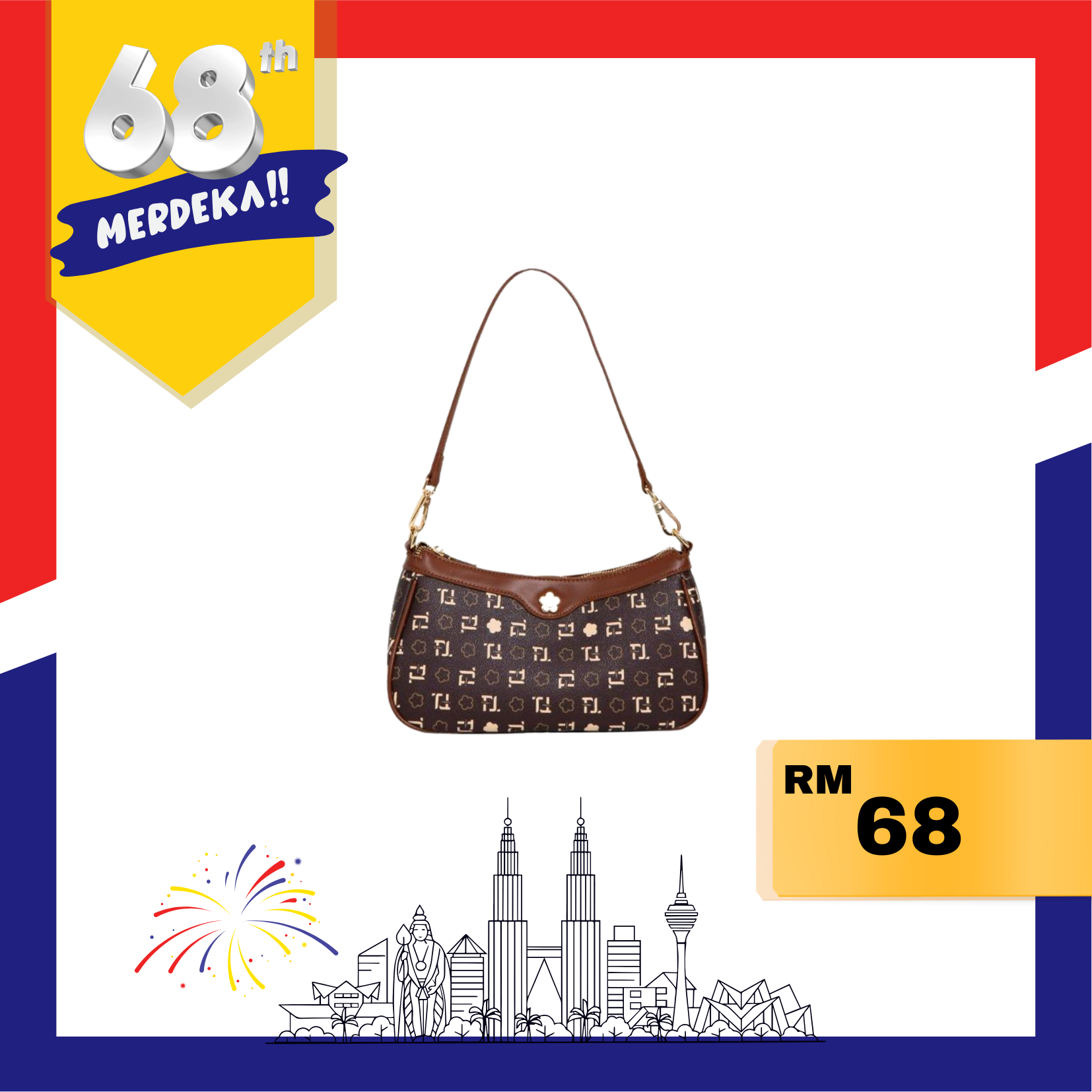F.timber Jenna Monogram Shoulder Handbag