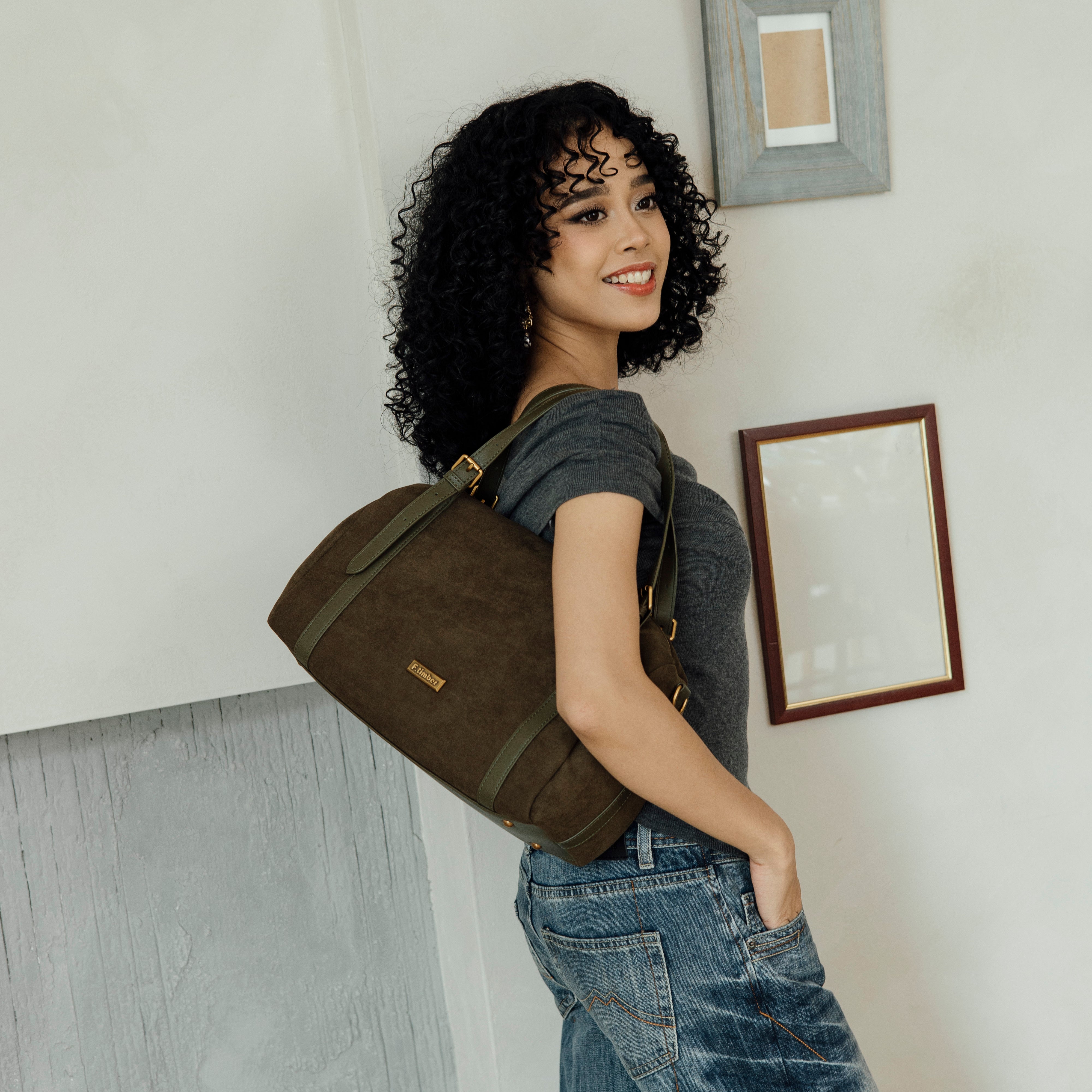 F.timber Charlie Handbag Velvet Vegan Leather