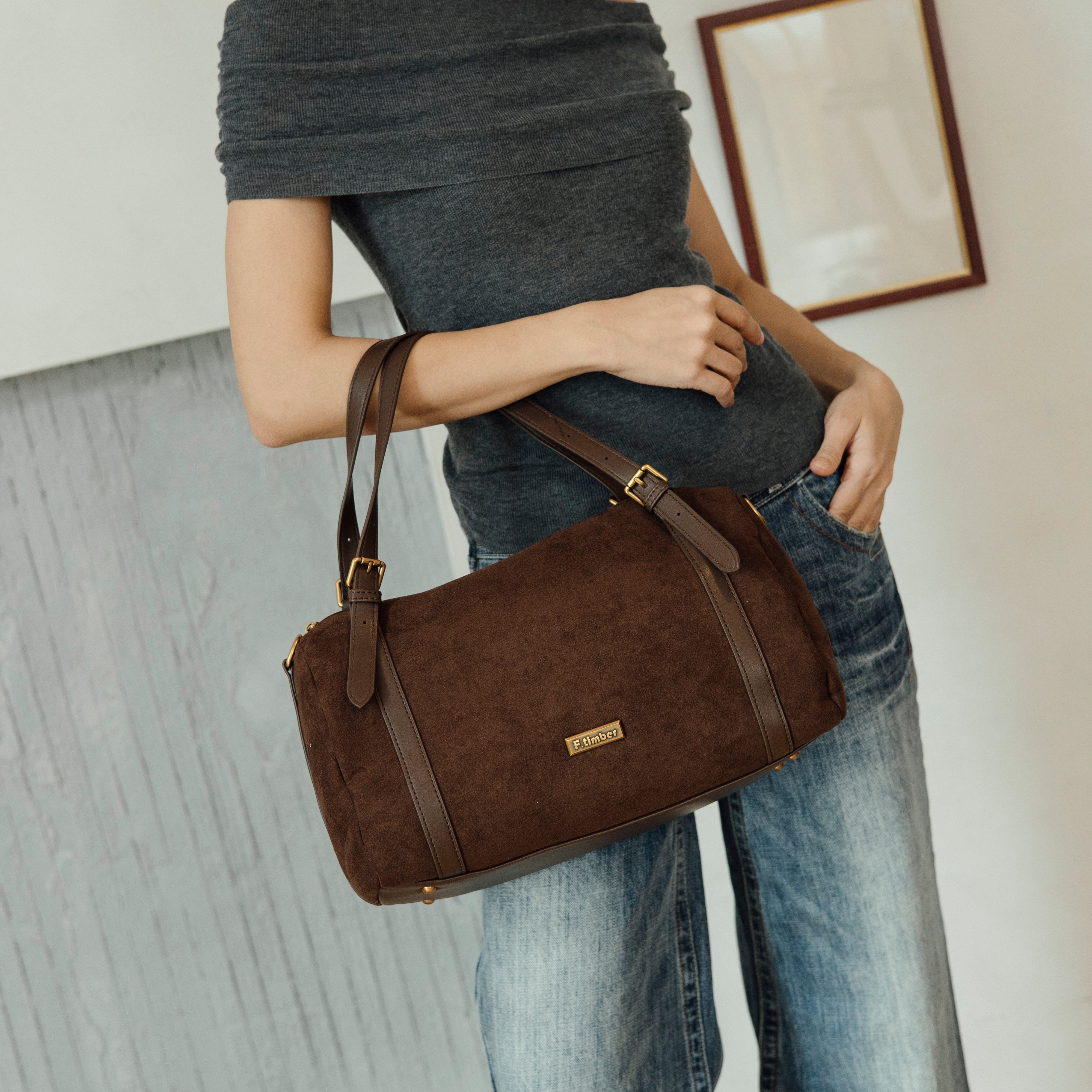 F.timber Charlie Handbag Velvet Vegan Leather