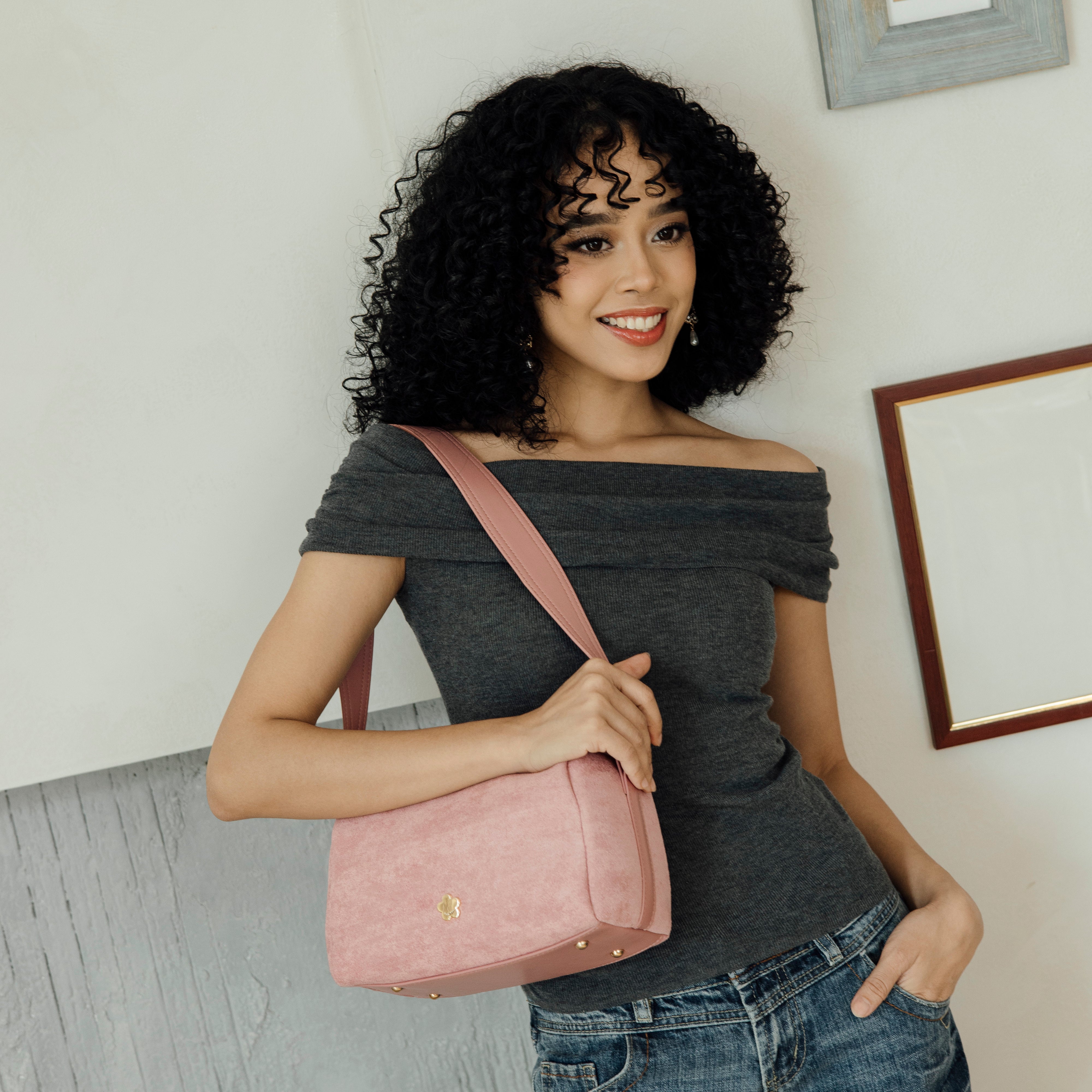 F.timber Bean Velvet Crossbody Shoulder Handbag